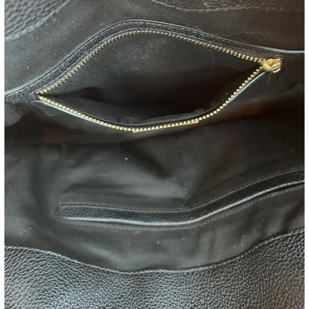 Sam Edelman Top Handle Black Leather Satchel Tote Purse with Detachable Strap